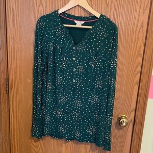 Boden Dark Green Polka Dot Blouse